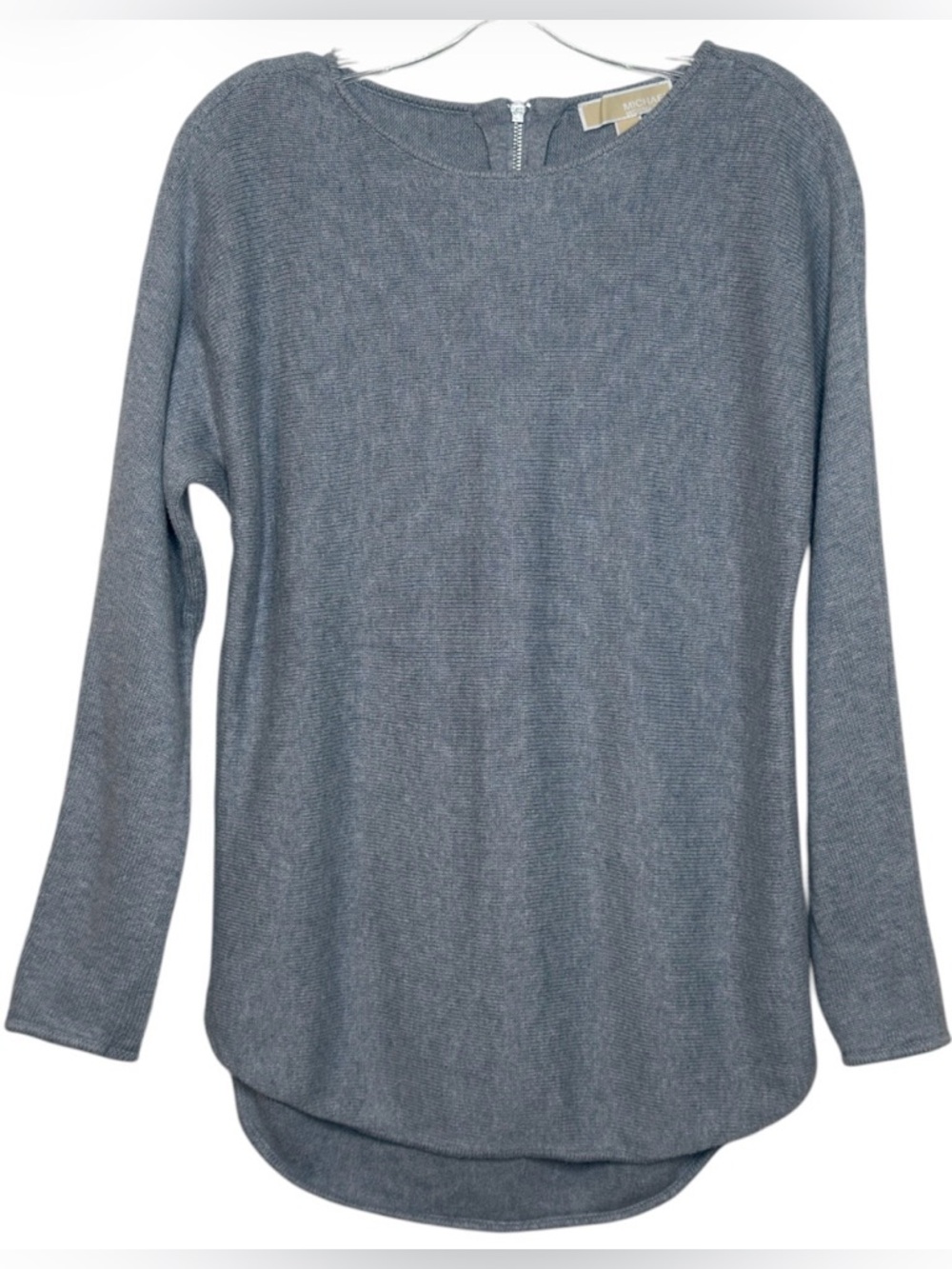 Michael Michael Kors Light Gray Knit Crewneck Sweater with Back Zipper Small